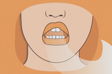close-up illustration of a person mouth-breathing on an orange background