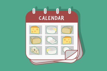 custom graphic showing calendar with different cheese every day
