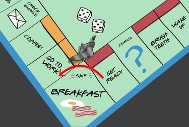 game board illustration of concept of skipping breakfast
