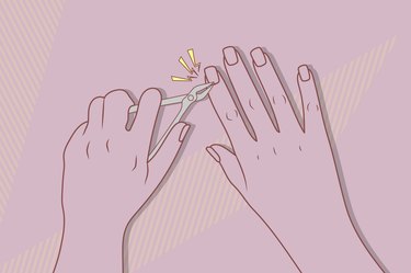 an illustration of a person cutting their cuticles
