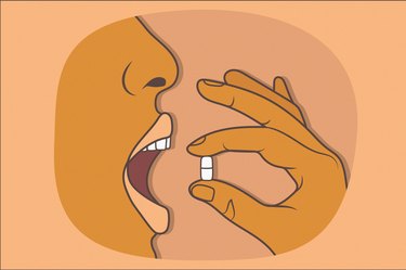 Illustration of a person holding a pill in front of their mouth