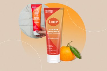 a multimedia design with lume acidified body wash in clean tangerine
