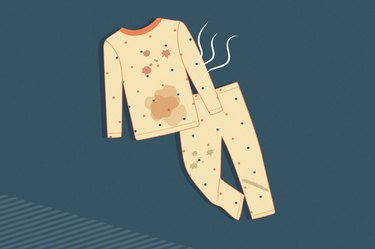 illustration of a pair of dirty pajamas on a dark blue background
