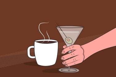 custom graphic showing martini and coffee